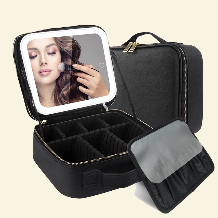 PU Leather Makeup Bag With Led Mirror Wholesaler