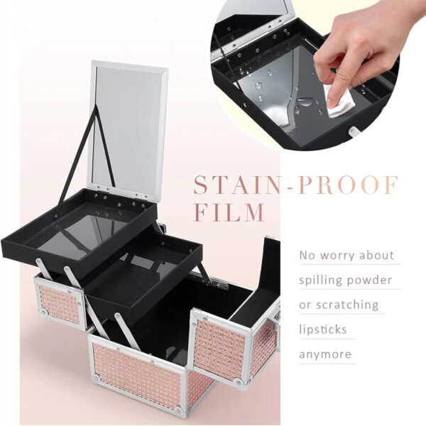 Makeup Box Cosmetic Train Case With Mirror