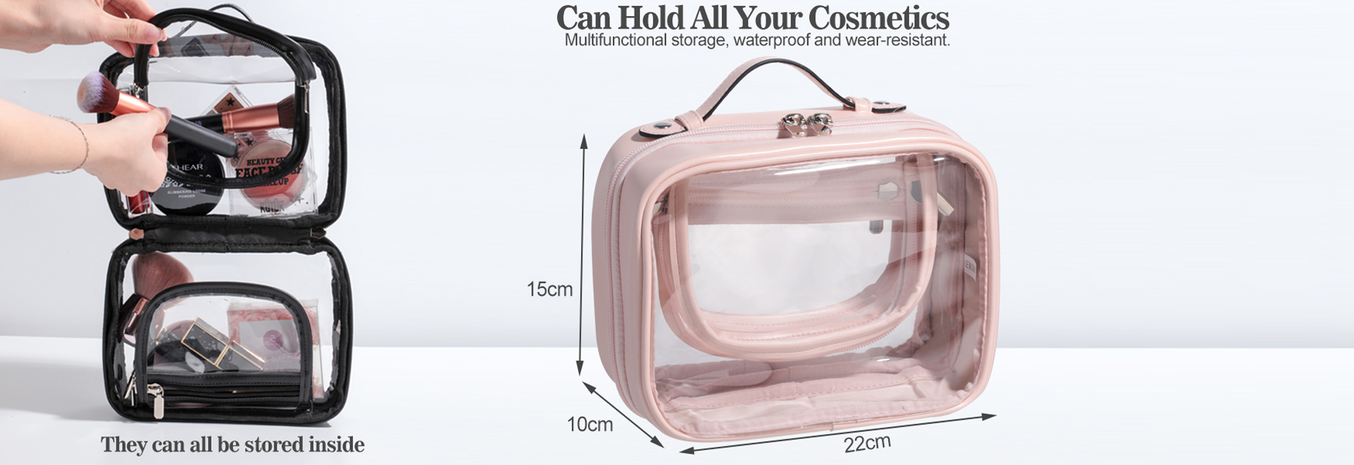 Hot new fashion transparent waterproof toiletries convenient simple travel set makeup bag