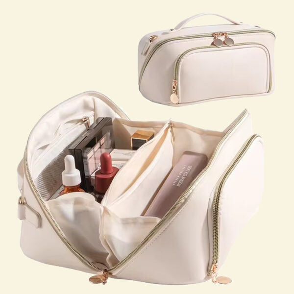 Private Label Portable PU Leather Makeup Bag Toiletry Organizer