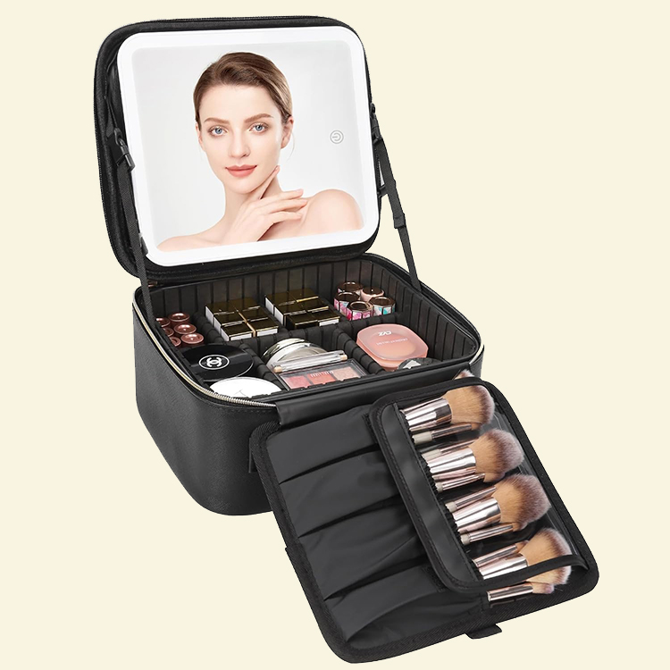  Makeup Travel Bag with 4k led mirror