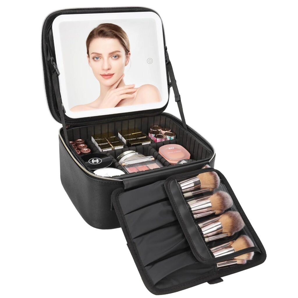 Makeup Travel Bag with 4k led mirror