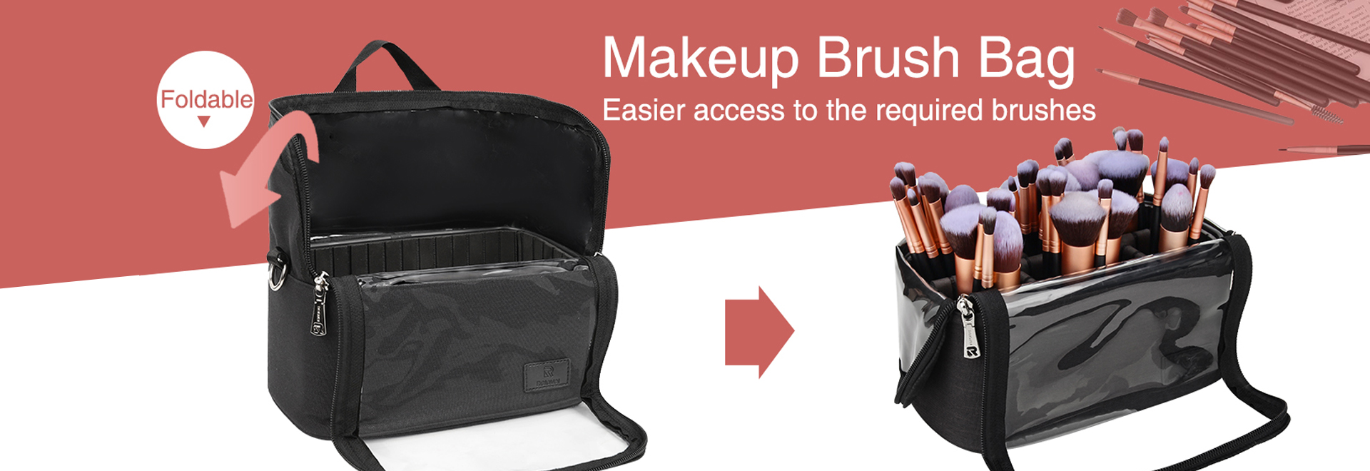 Makeup brush bag